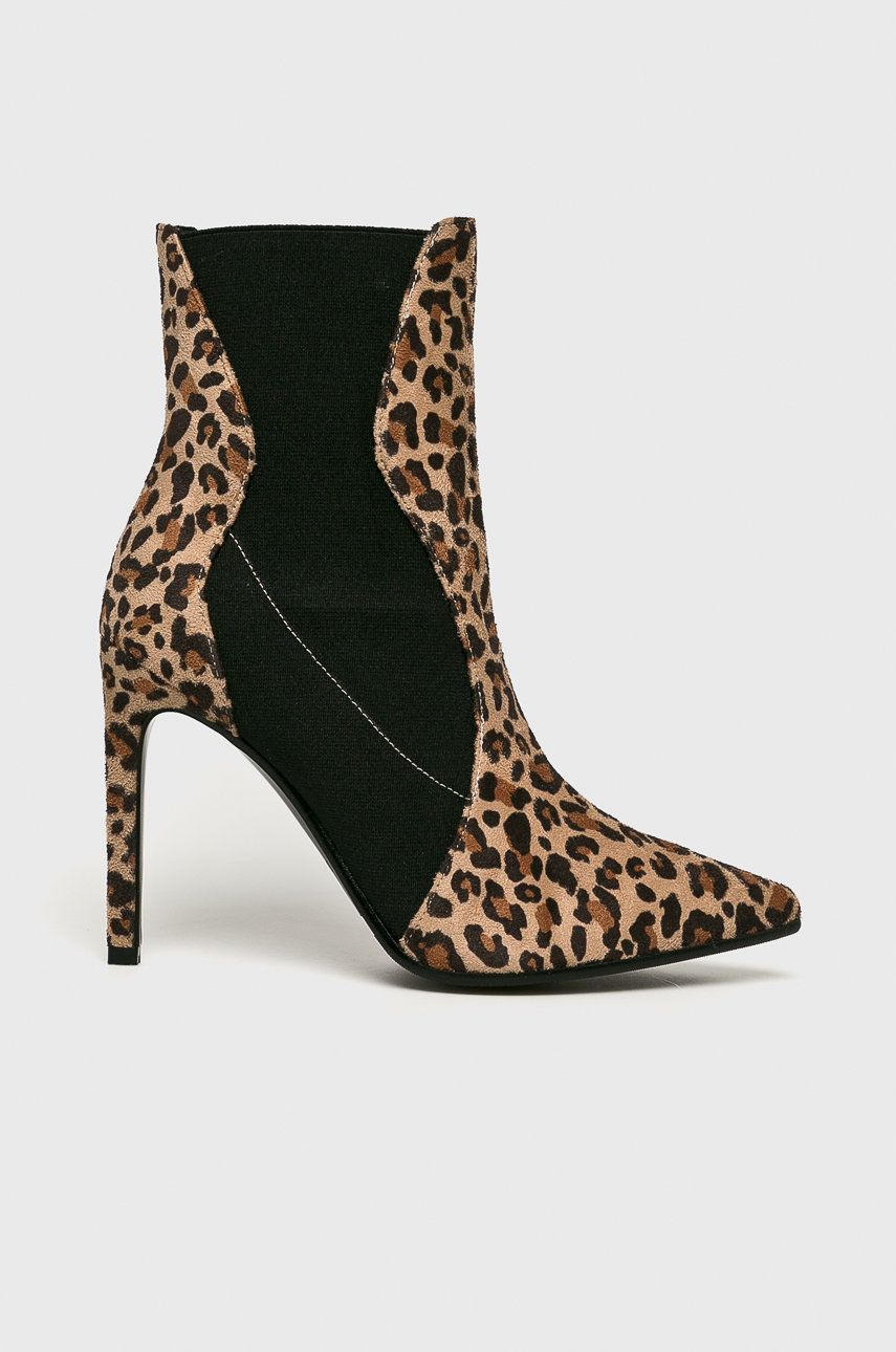 Botine elegante inalte Baldowski din sintetic cu piele naturala print leopard