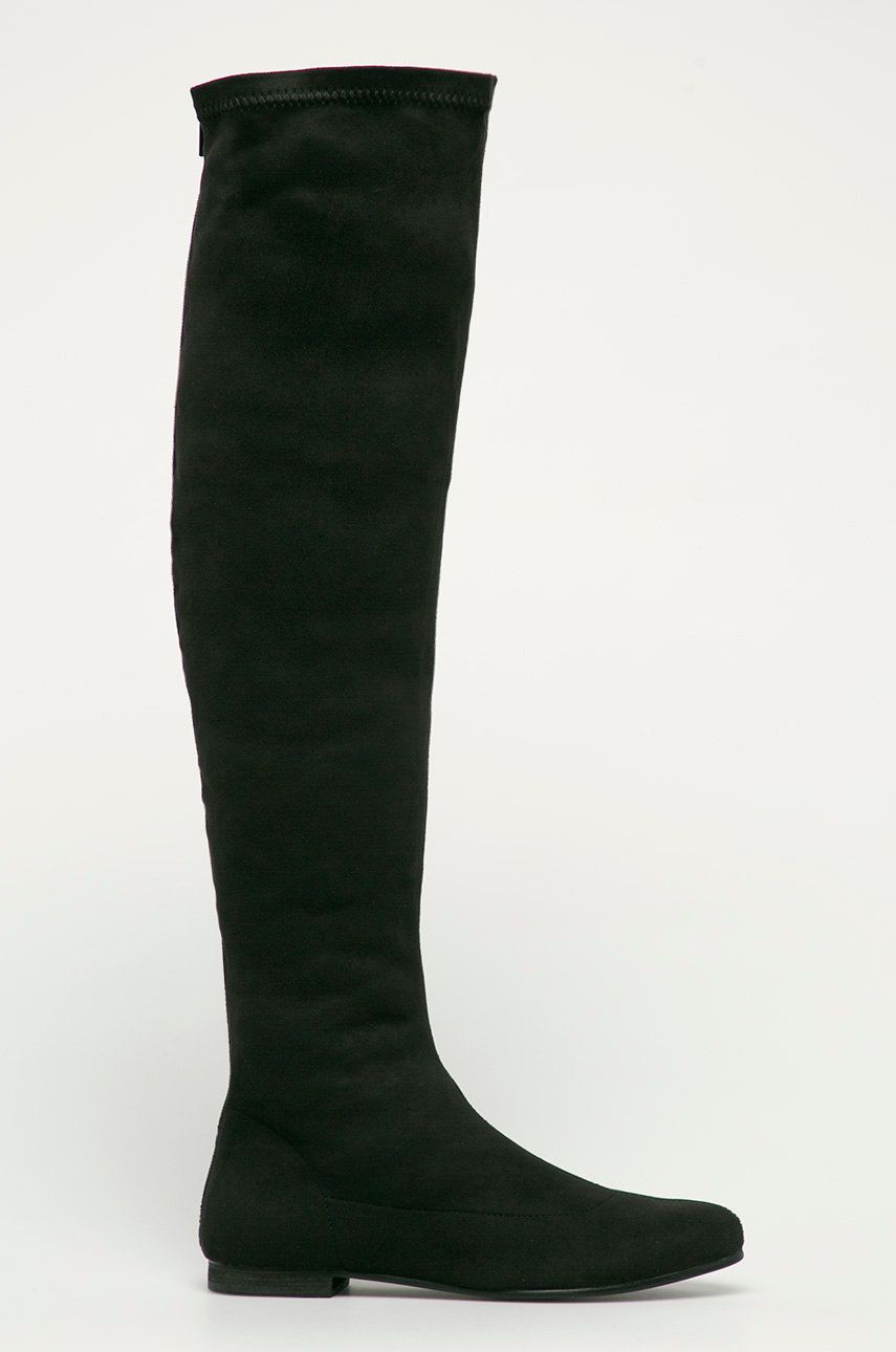 Cizme negre lungi peste genunchi Answear Lab din imitatie de piele intoarsa Corina
